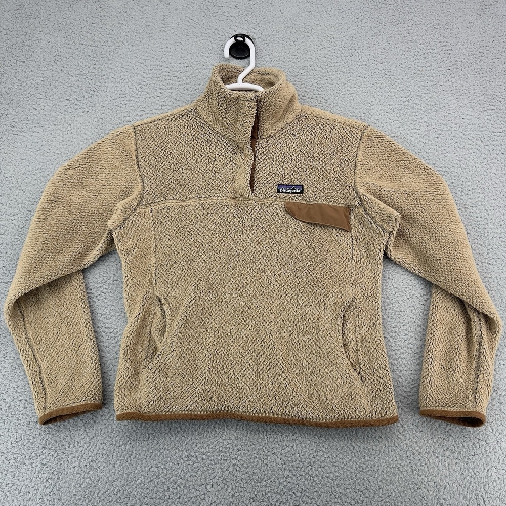 Patagonia Los Gatos Fleece Pullover Women's Medium Beige Brown Snap-T Jacket - Picture 4 of 13